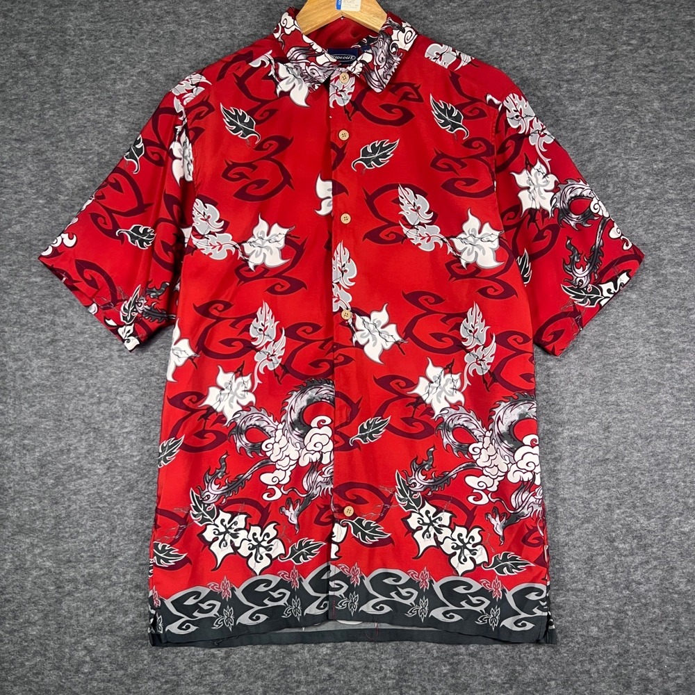 Hawaiian Shirt Button Down Mens XL Red Excellent
